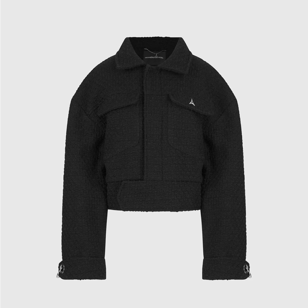 BOXY BOUCLE JACKET - BLACK